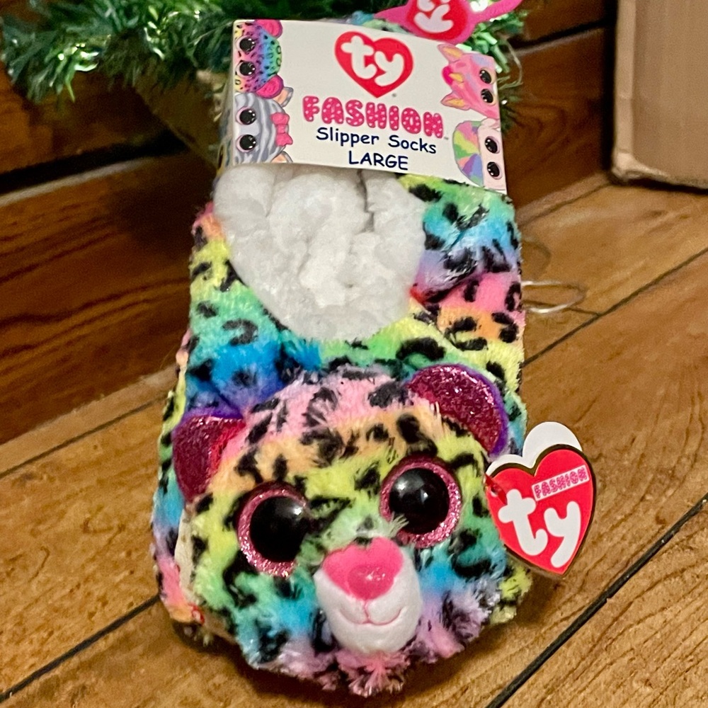 Ty Beanie Boo Dotty, Fashion Leopard Print Slipper Socks, Multicolour
